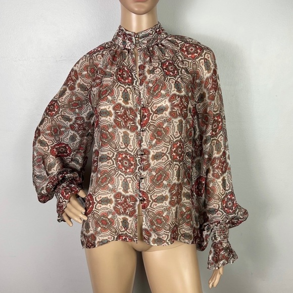 NEW RAMY BROOK LONG SLEEVE PRINTED BLOUSE - Picture 2 of 9